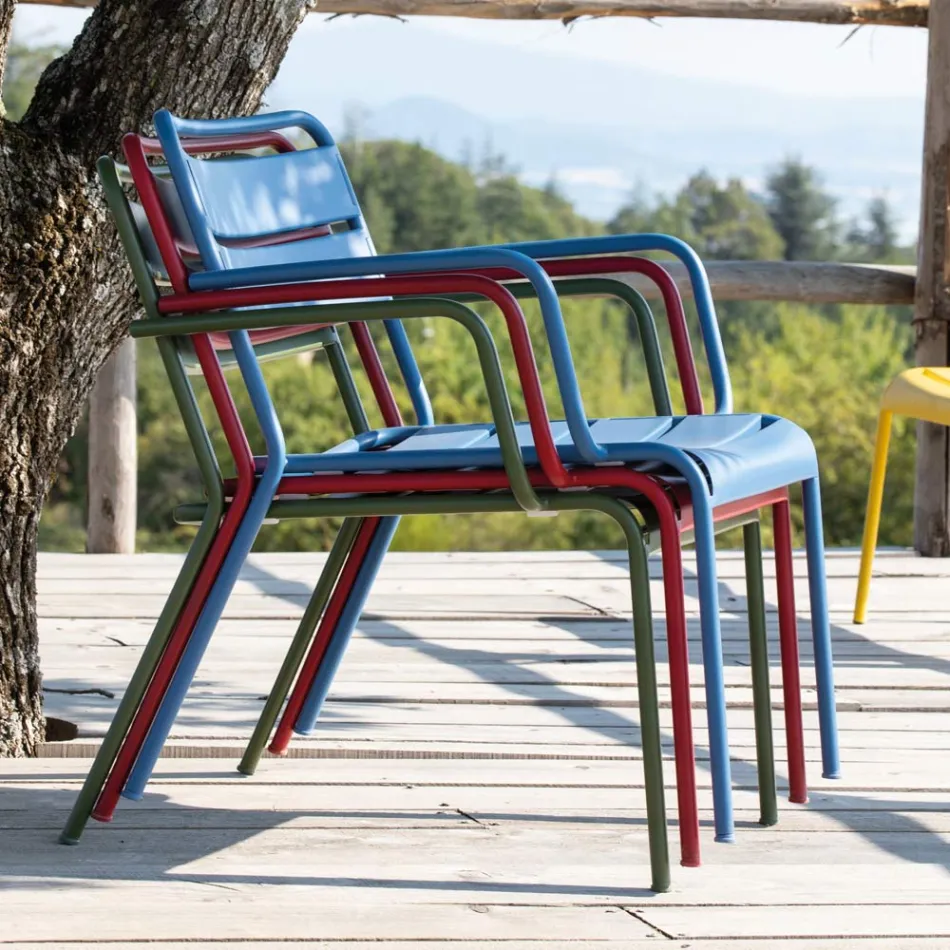 Outdoor-Chaiselongue mit Metallfußstütze Made in Italy - Amina Viadurini