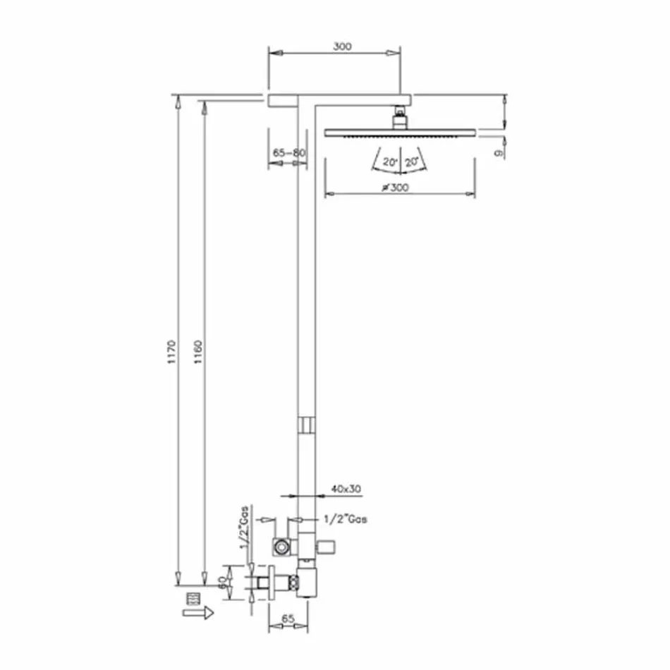 Duschsäule aus verchromtem Messing mit Duschkopf aus Stahl Made in Italy - Marlo Viadurini
