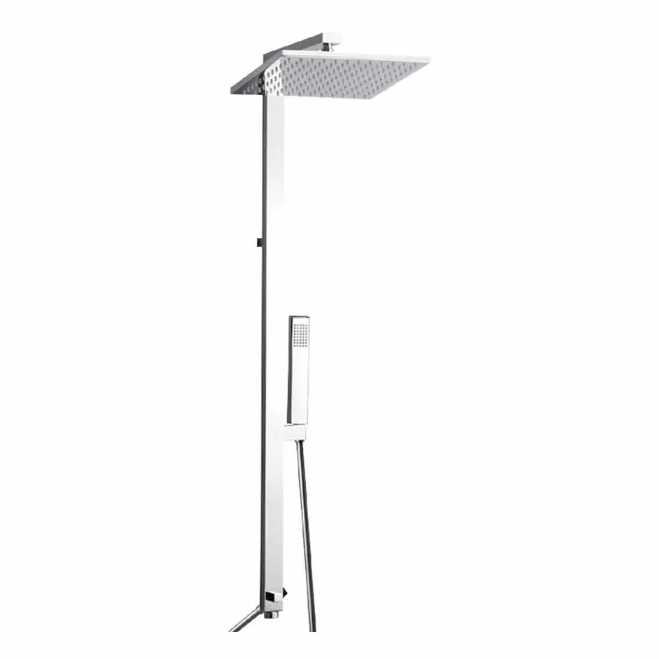 Duschsäule aus verchromtem Messing mit Duschkopf aus Stahl Made in Italy - Marlo Viadurini