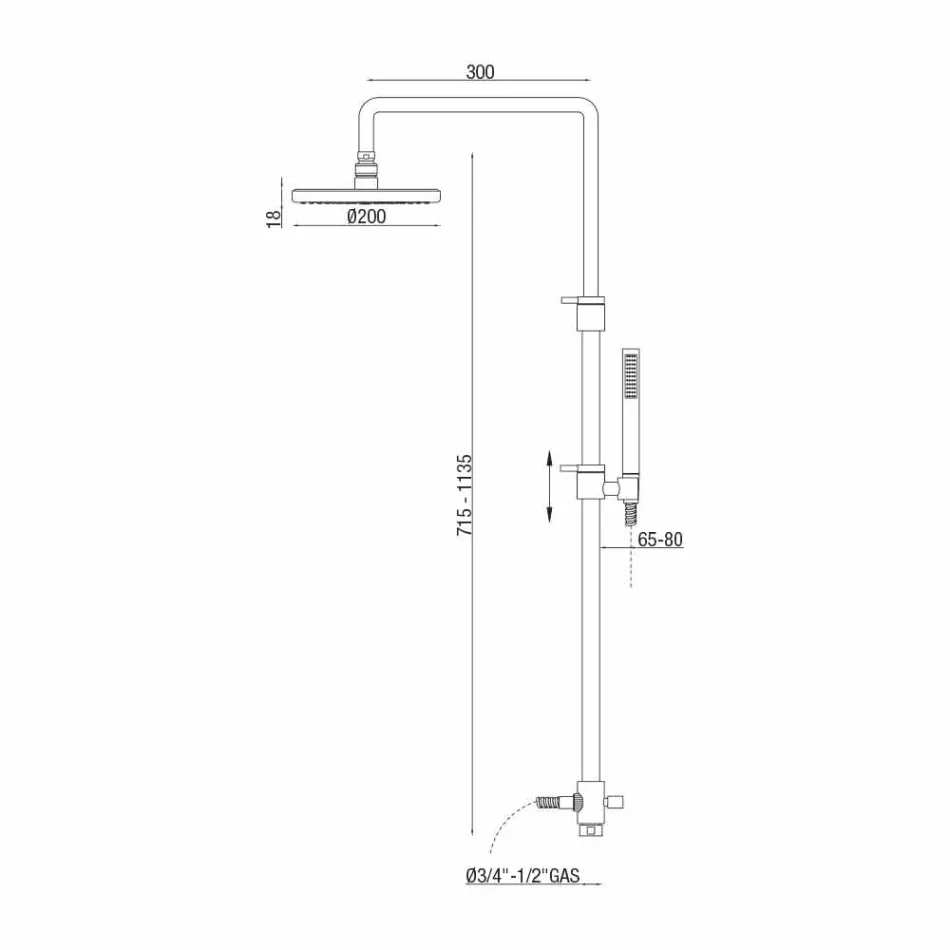 Teleskopische und verstellbare Duschsäule aus verchromtem Messing Made in Italy - Naspo Viadurini