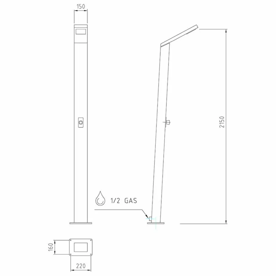 Solar-Duschsäule für den Außenbereich aus Edelstahl Made in Italy - Werner Viadurini