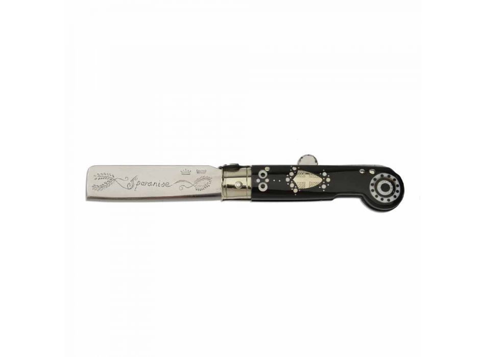 Antikes Büffelhornmesser mit silbernen Details Made in Italy - Klinge Viadurini
