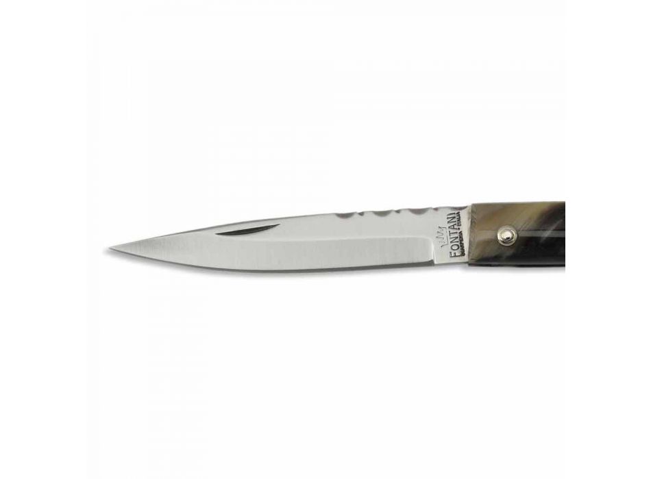 Messer mit Stahlklinge und Ochsenhorngriff Made in Italy - Gobbo Viadurini