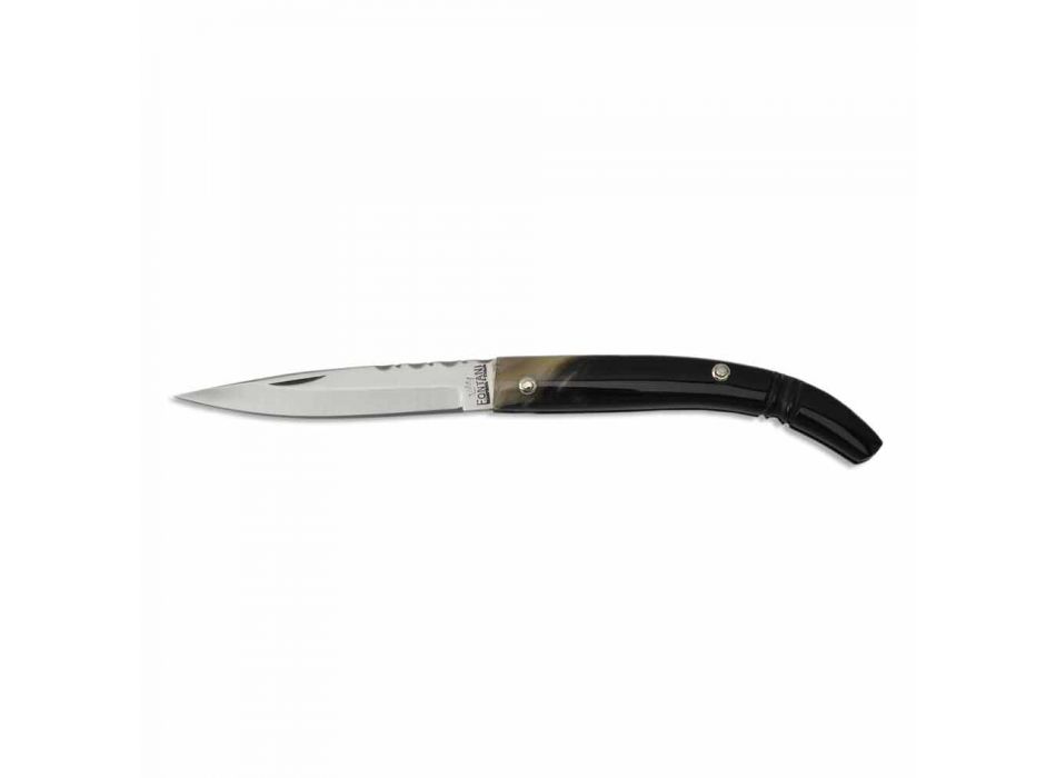 Messer mit Stahlklinge und Ochsenhorngriff Made in Italy - Gobbo Viadurini