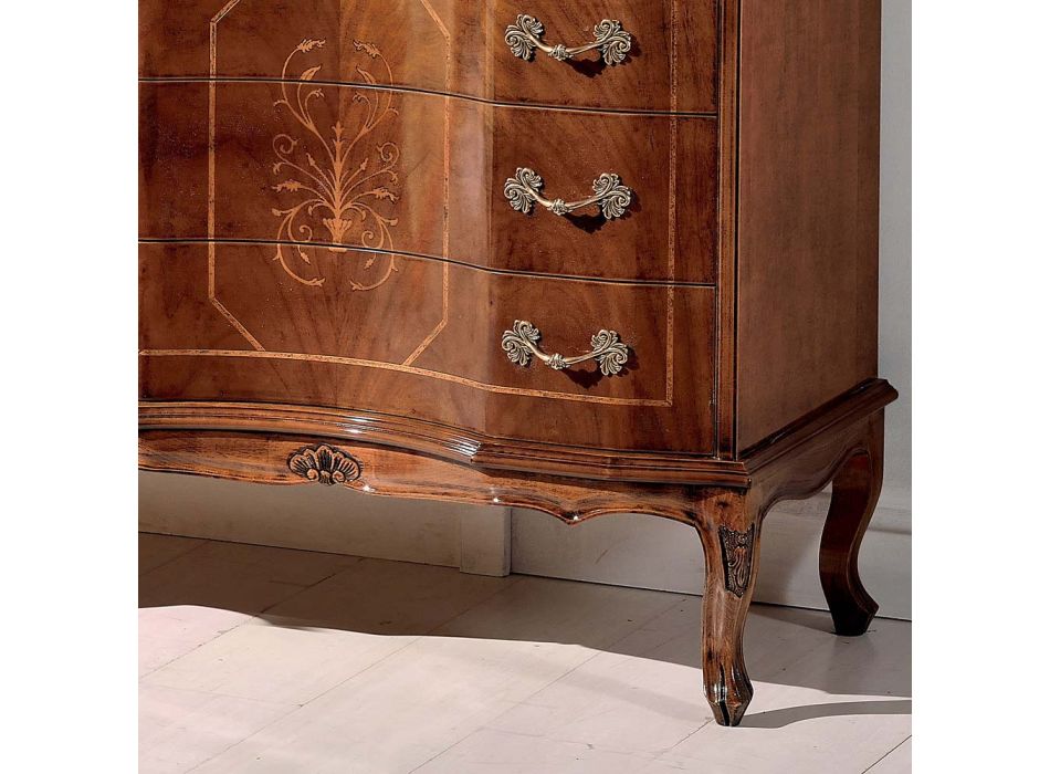 Klassische Kommode mit 8 Schubladen aus Bassano Nussbaumholz Made in Italy - Luxus Viadurini