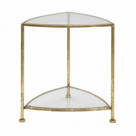 Dreieckiger Nachttisch im modernen Design aus Eisen und Glas - Kira Viadurini