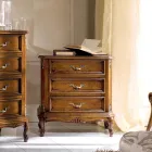 Nachttisch Schlafzimmer aus Walnussholz 3 Schubladen Made in Italy - Richard Viadurini