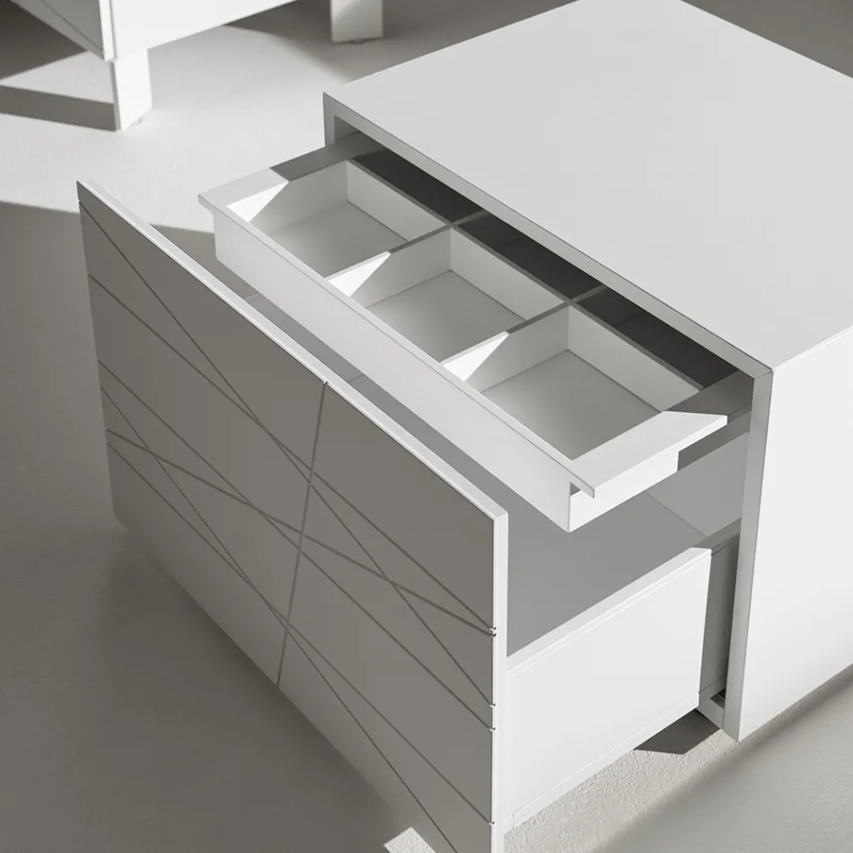 Nachttisch mit 1 Schublade aus lackierter Spanplatte - Leone Viadurini