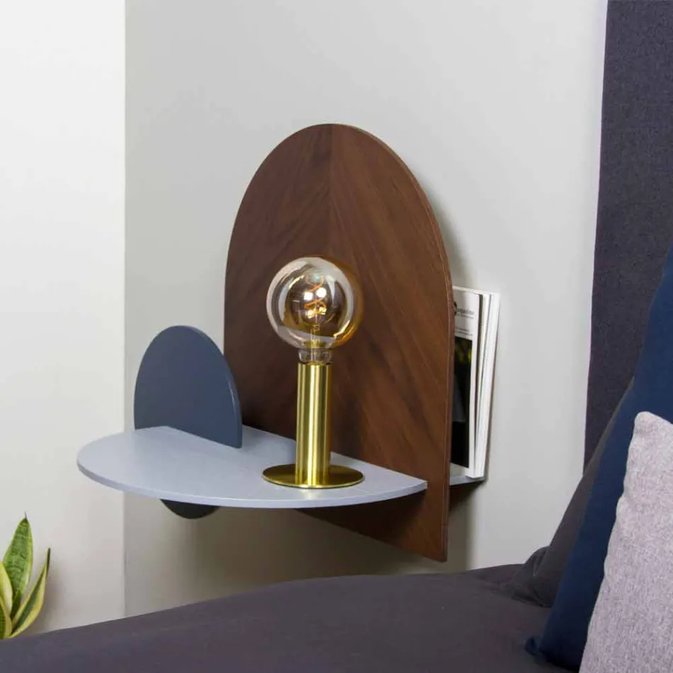 Nachttisch im modernen Design bestehend aus 3 modularen Sperrholzplatten - Marea Viadurini