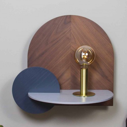 Nachttisch im modernen Design bestehend aus 3 modularen Sperrholzplatten - Marea Viadurini