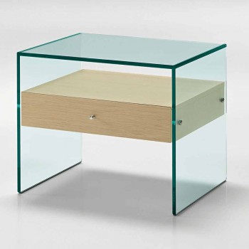 Nachttisch in modernem Design aus extra klarem Glas Made in Italy - Secret
