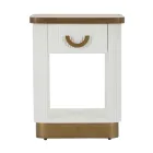 Nachttisch aus Holz mit Relieflinien verziert, mit Schublade und Ablage - Rachel Viadurini