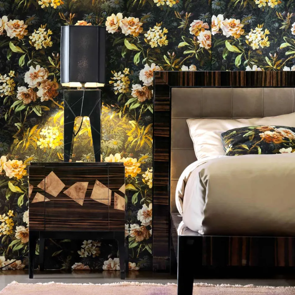 Nachttisch aus Nussbaum- und Ebenholz Grilli Zarafa made in Italy Viadurini