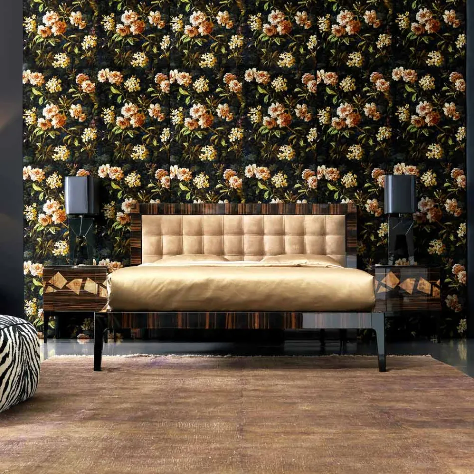 Nachttisch aus Nussbaum- und Ebenholz Grilli Zarafa made in Italy Viadurini