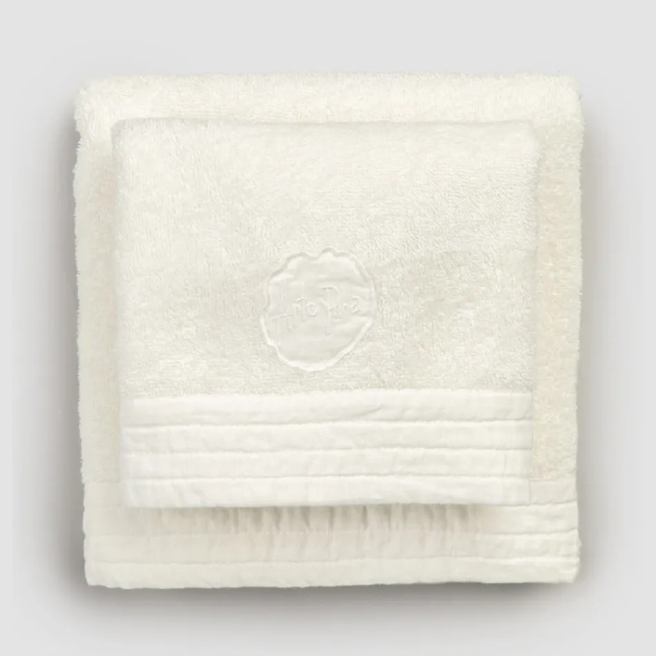 Komplettes Set aus Gesichtshandtuch und Gästehandtuch aus Frottee-Leinen-Mischung – Kelim Viadurini