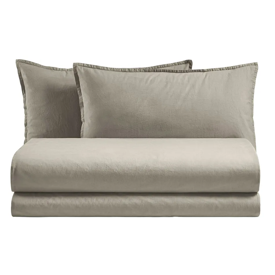 Kompletter Doppelbett-Bettbezug aus reiner, stückgefärbter Baumwolle - Delicacy Viadurini