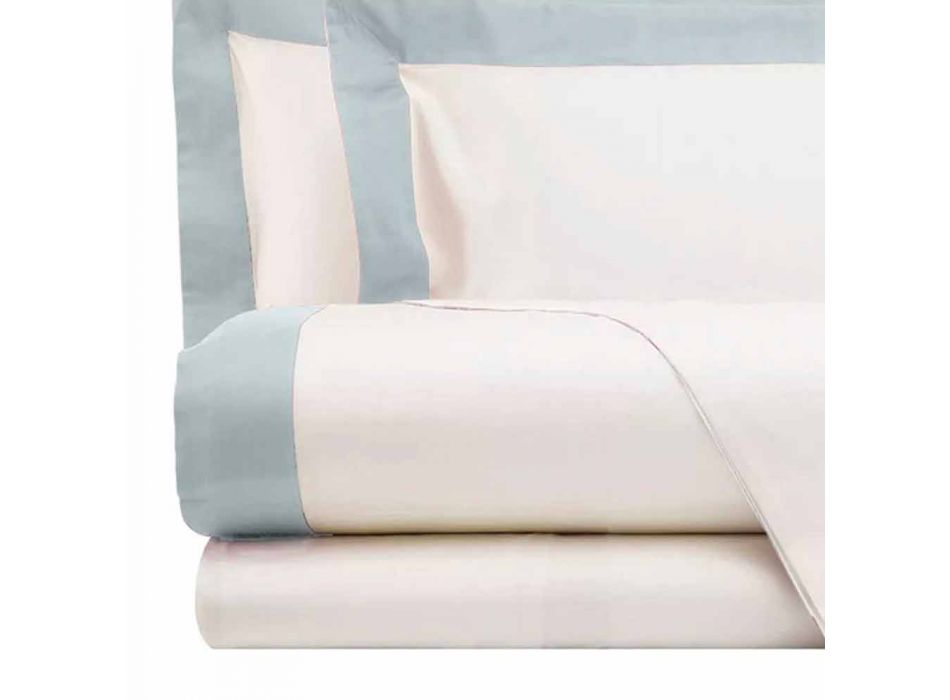 Satin Sheet Set für Doppelbett mit farbigen Kanten - Hyazinthe Viadurini
