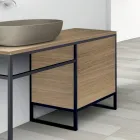 Zusammensetzung 3 Badezimmermöbel aus Metall und Ecolegno Luxury Oak - Cizco Viadurini