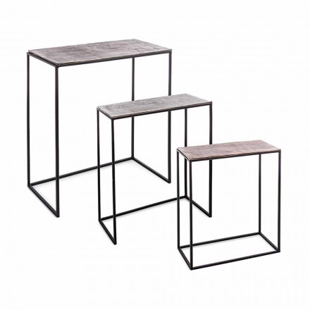 Zusammensetzung 3 Couchtische aus Aluminium und Stahl Homemotion - Salvio Viadurini