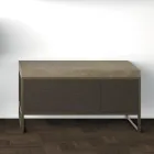 Zusammensetzung 5 freistehende Badezimmermöbel aus Metall, Ecolegno und Luxussteinzeug - Cizco Viadurini