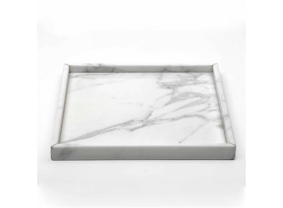 Zusammensetzung Badezimmerzubehör aus weißem Carrara-Marmor Made in Italy - Tuono Viadurini