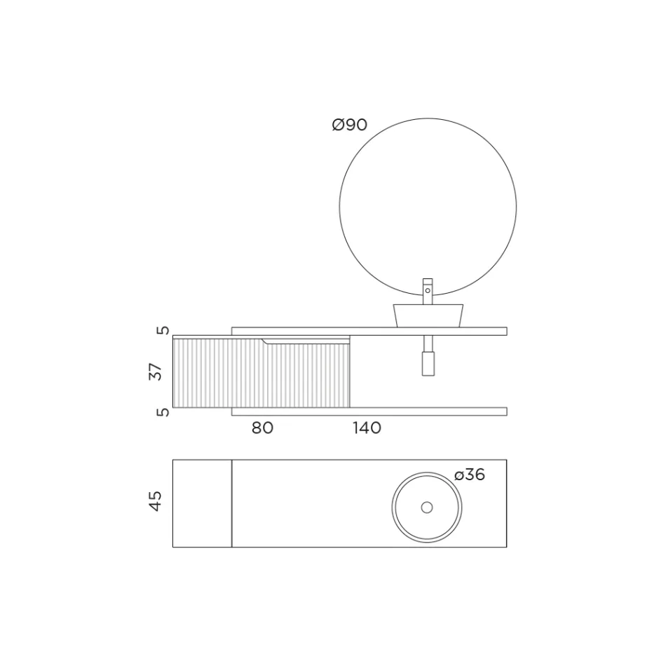 Badezimmerkomposition in Tiffany-Blau und Eiche mit Spiegel, hergestellt in Italien – Ermes Viadurini