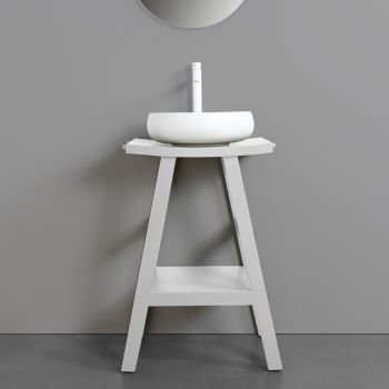 Weiße Badezimmerkomposition mit Accessoires und Spiegel aus Ton - Maryse