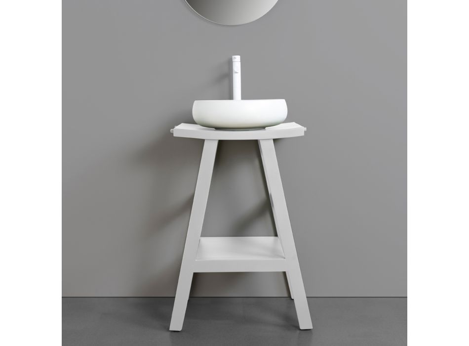 Weiße Badezimmerkomposition mit Accessoires und Spiegel aus Ton - Maryse