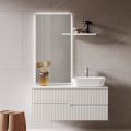 Weiße Badezimmerkomposition mit Spiegel und Regal, hergestellt in Italien – Ares