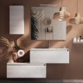 Badezimmerkomposition komplett mit Waschbecken, kratzfestem Sockel und Spiegel, hergestellt in Italien – Dream