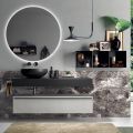 Badezimmerkomposition komplett mit Spiegel, Waschbecken, Sockel und Platte, hergestellt in Italien – Palom