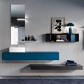 Badezimmerkomposition komplett mit Spiegel, Keramikwaschbecken, hergestellt in Italien – Palom