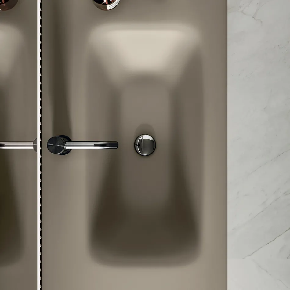 Badezimmer-Kombination inklusive Unterschrank mit 2 Schubladen und 1 Tür - Titan Viadurini