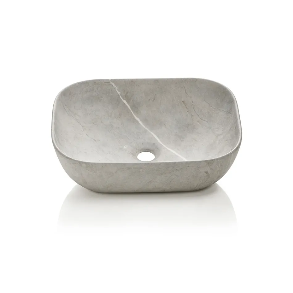 Badezimmer-Kombination mit 1 Schublade, 2 Eichenregalen, Waschbecken und Spiegel - Titan Viadurini