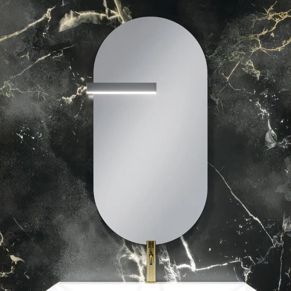 Badezimmer-Kombination mit 2 mattweißen Schubladen, Waschbecken und Spiegel - Elios Viadurini