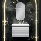 Badezimmer-Kombination mit 2 mattweißen Schubladen, Waschbecken und Spiegel - Elios Viadurini