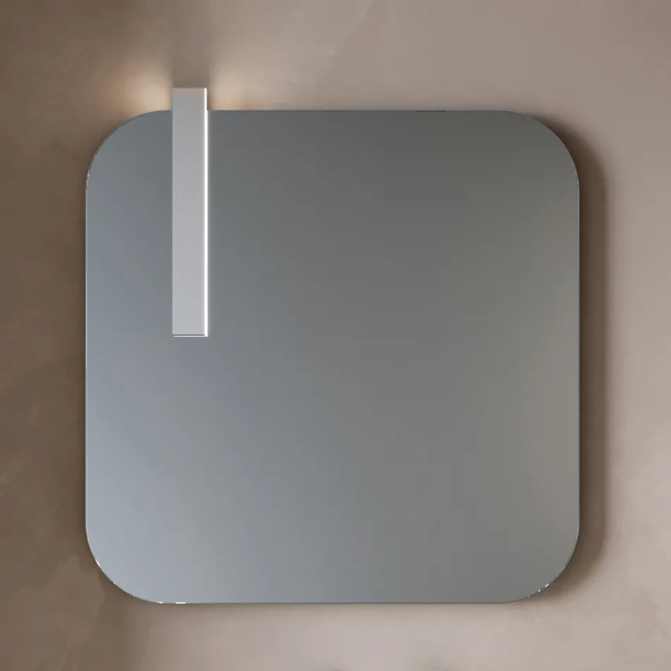 Badezimmerausstattung mit 2 Eichenschubladen, Keramikwaschbecken und Spiegel - Titan Viadurini