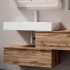 Badezimmer-Kombination mit 2 Schubladen, weißem Waschbecken, Spiegel und Wandschrank - Elios Viadurini