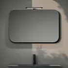 Badezimmer-Komposition mit 2 Schubladen, grauem Glaswaschbecken und Spiegel - Elios Viadurini