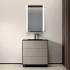 Badezimmer-Komposition mit 3 matten taubengrauen Schubladen, Spiegel und Waschbecken - Velaria Viadurini