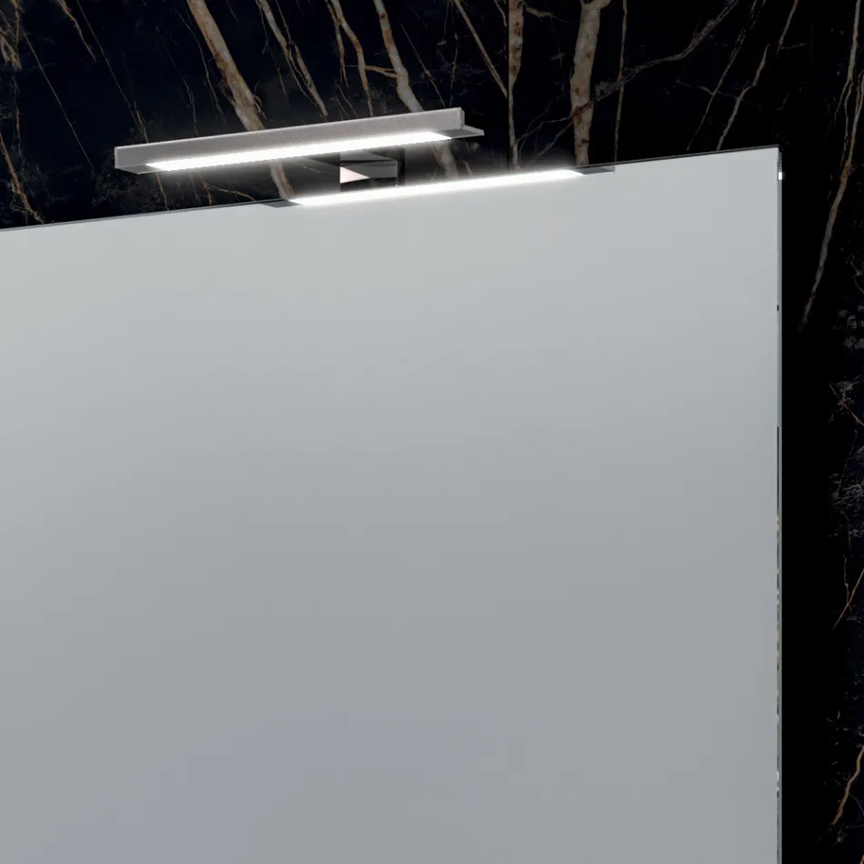 Badezimmer-Kombination mit 4 Schubladen, 2 Keramikwaschbecken und Spiegel - Titan Viadurini