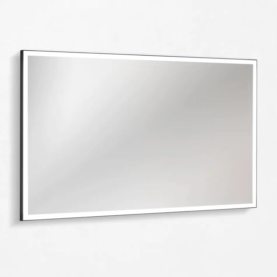 Badezimmerausstattung mit 4 Schubladen in Avio-Blau, Spiegel und Waschbecken - Velaria Viadurini