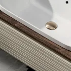 Badezimmer-Komposition mit 4 Schubladen, Waschbecken, Spiegel und offenen Regalen - Elios Viadurini