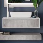 Badezimmerkomposition mit Sockel, Platte, Waschbecken und Spiegelsäule, hergestellt in Italien – Polsen Viadurini