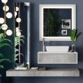 Badezimmerkomposition mit Sockel, Platte, Waschbecken und Spiegelsäule, hergestellt in Italien – Polsen