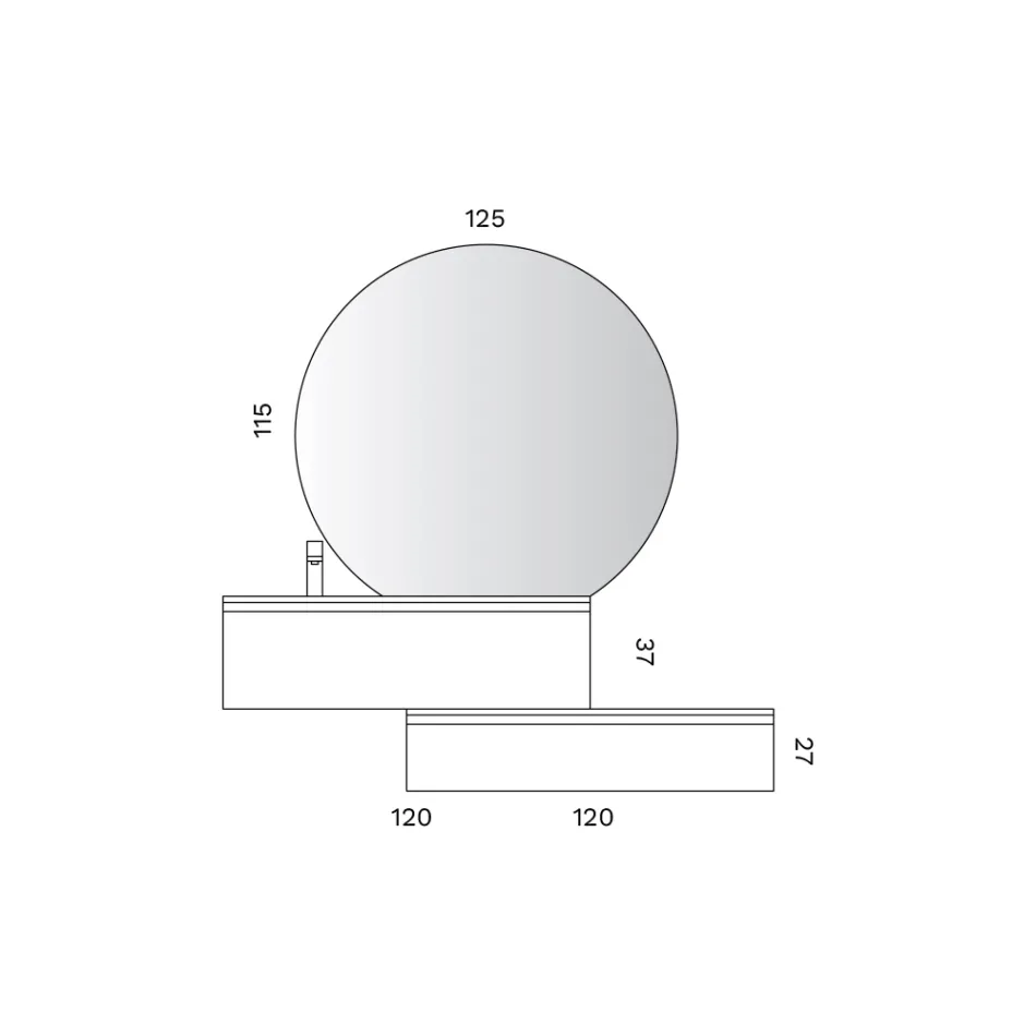 Badezimmer-Kombination mit Schubladen, Keramikwaschbecken und LED-Spiegel - Elios Viadurini