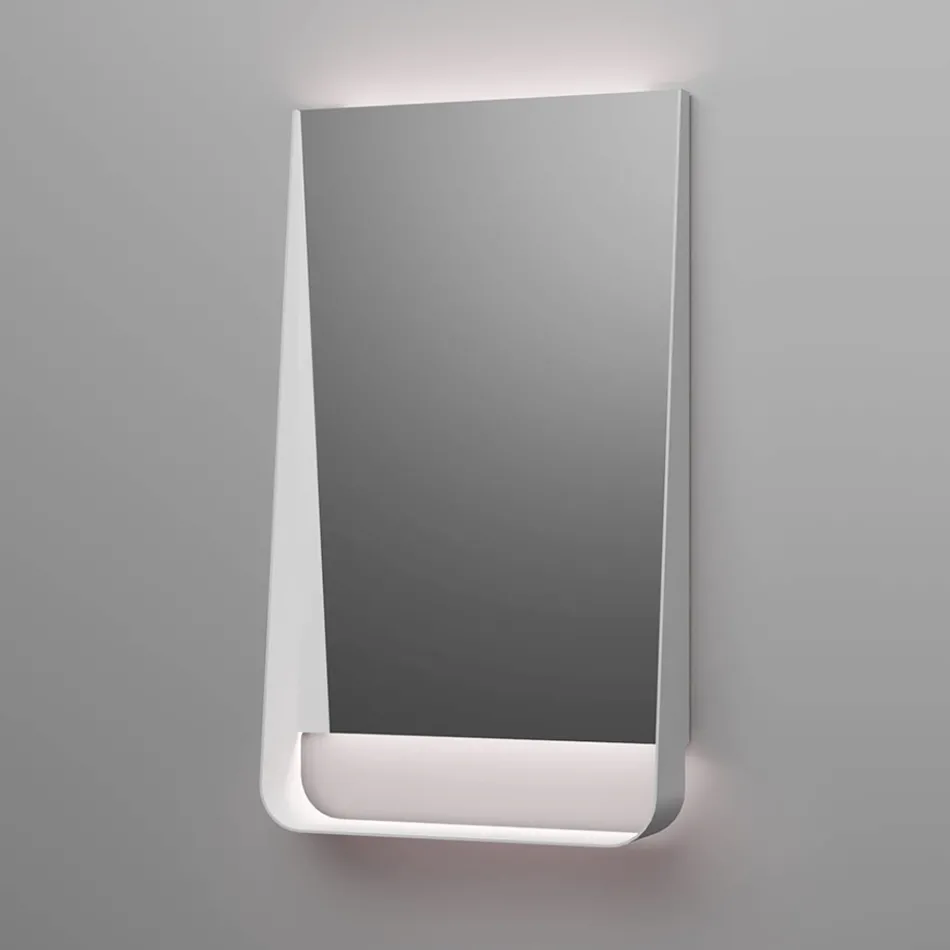 Badezimmerausstattung mit puderrosa Schubladen, Waschbecken und Spiegel - Elios Viadurini