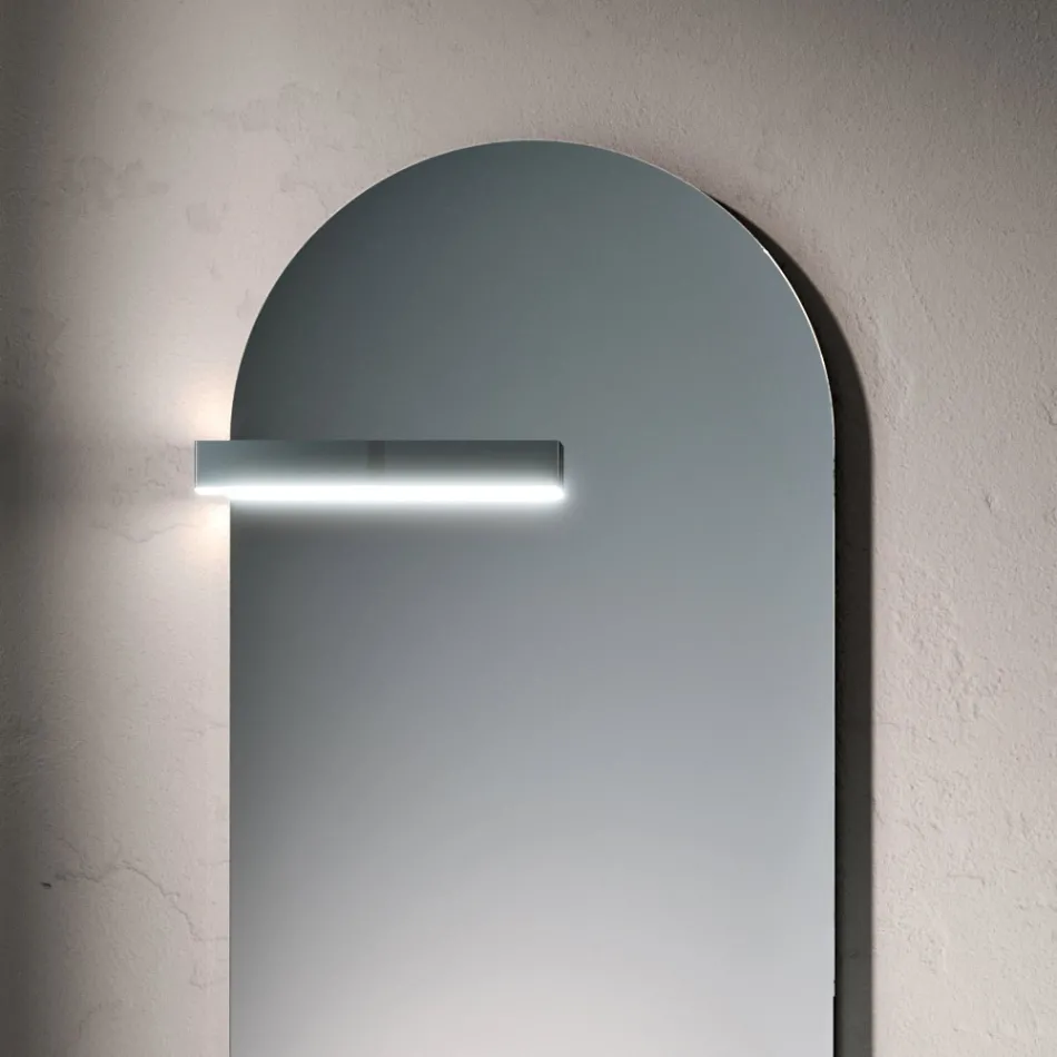 Badezimmer-Kombination mit Schublade, Waschbecken, Spiegel, Wandschrank und Regal - Elios Viadurini