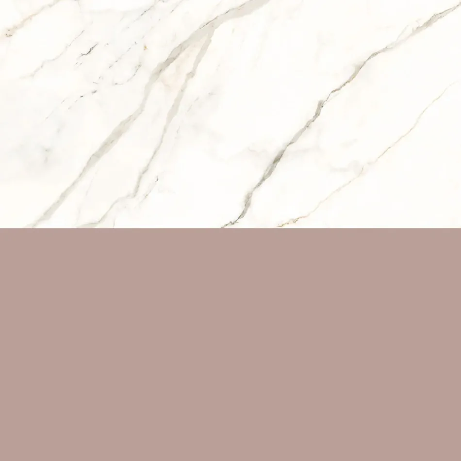 Badezimmer-Komposition mit puderrosa Schublade und Calacatta-Waschbecken - Elios Viadurini