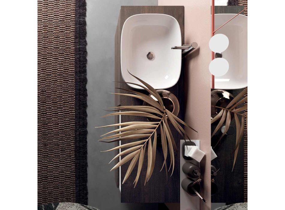 Badezimmerkomposition mit Keramikwaschbecken und Spiegel Made in Italy – Dream Viadurini